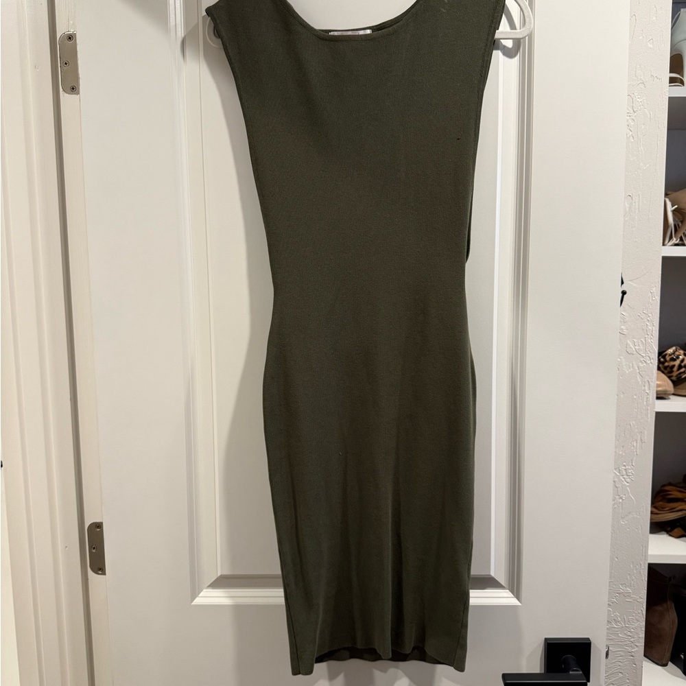 Olive Green Sleeveless Bodycon Dress